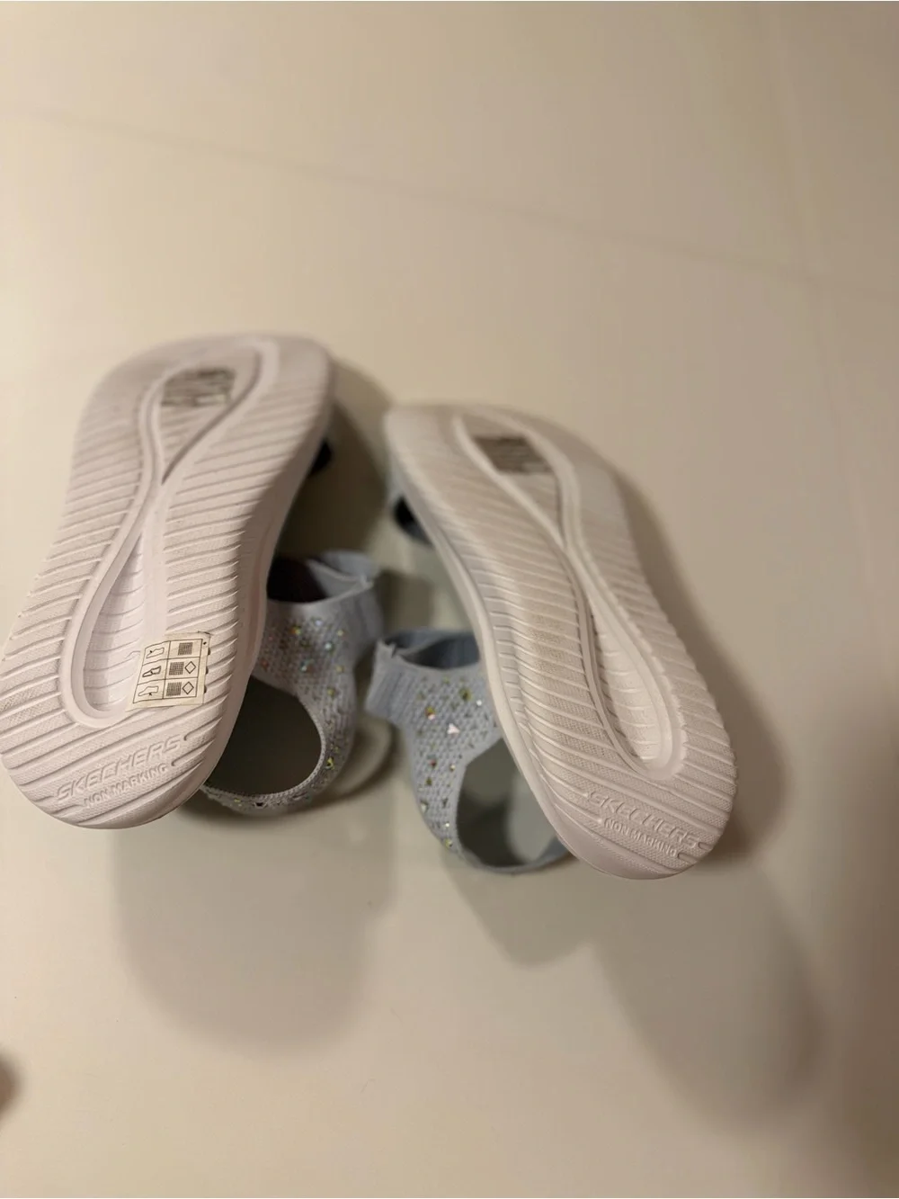 Skechers Girls Light Blue Sparkle Strap Sandals